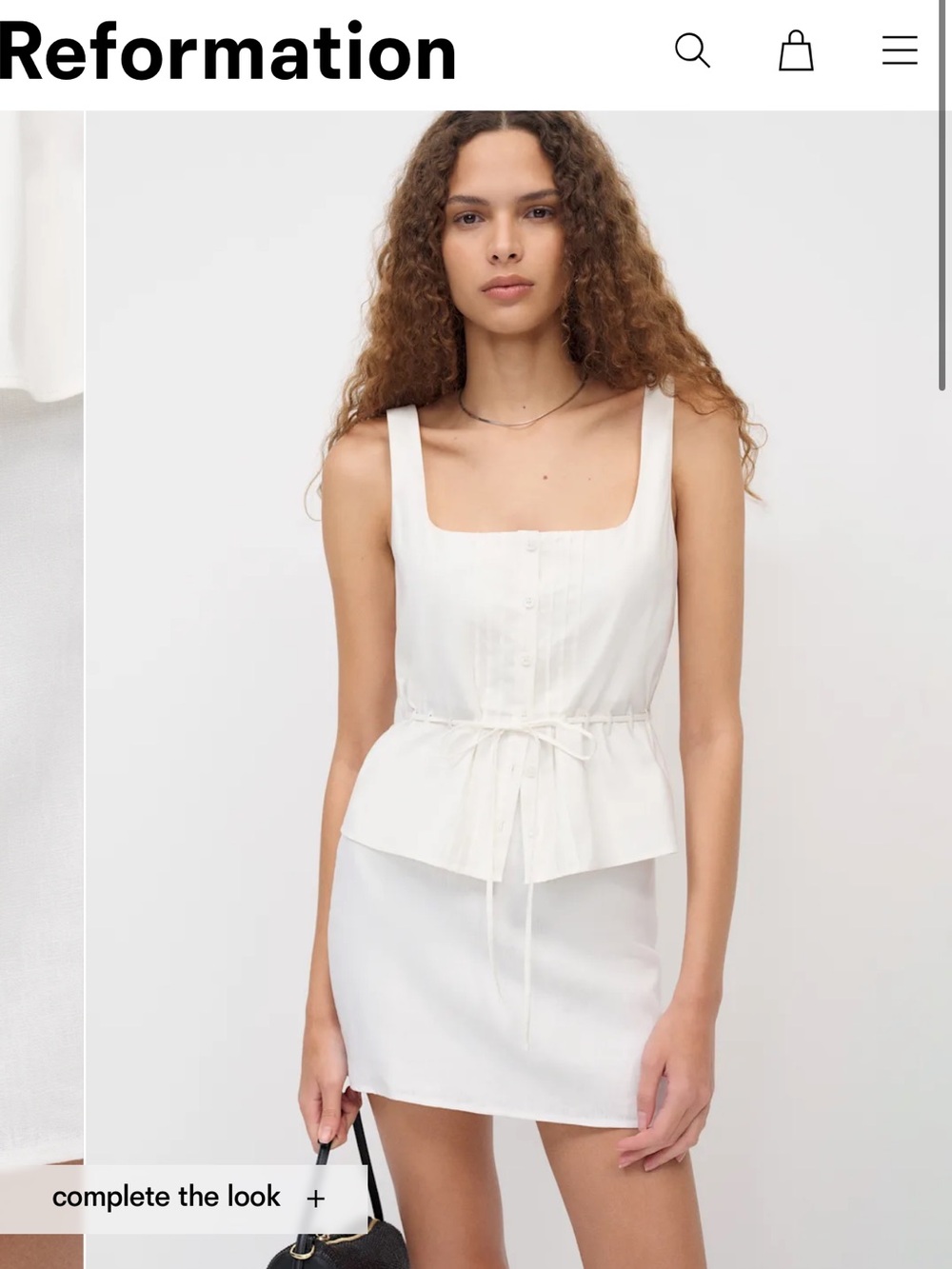 Reformation - Never Worn - White Linen Mini Skirt - Size M